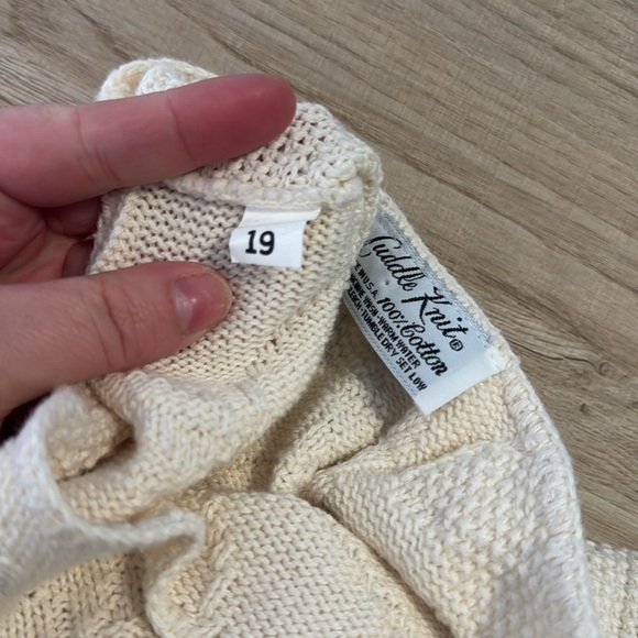 Cuddle Knit Vintage 100% Cotton Cottagecore Cream Short Sleeve Sweater Top - Picture 7 of 7